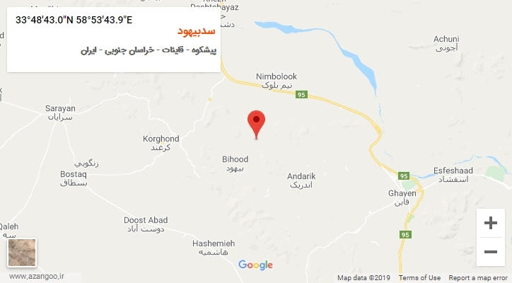 روستای سدبیهود بر روی نقشه