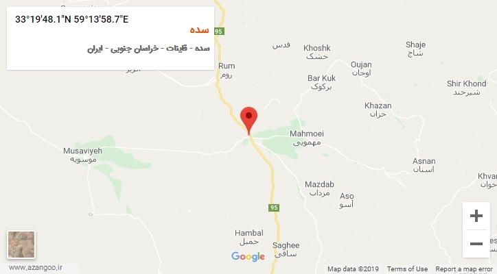 روستای سده بر روی نقشه