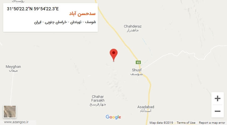 روستای سدحسن آباد بر روی نقشه