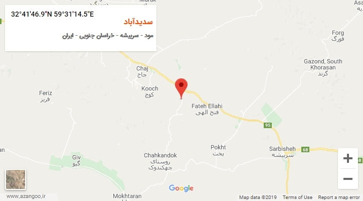 روستای سدیدآباد بر روی نقشه