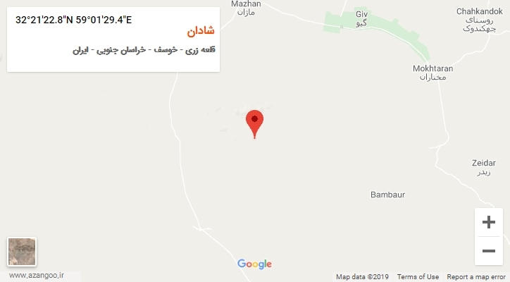 روستای شادان بر روی نقشه