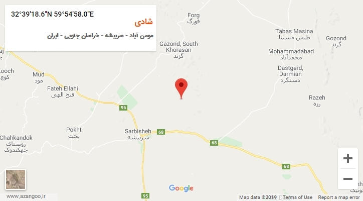 روستای شادی بر روی نقشه