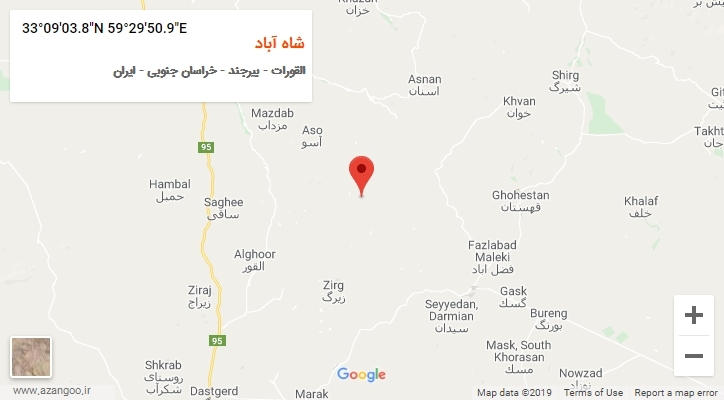 روستای شاه آباد بر روی نقشه