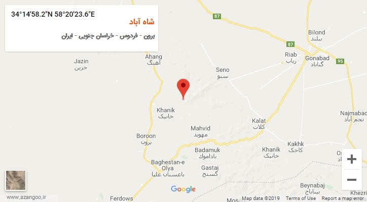 روستای شاه آباد بر روی نقشه