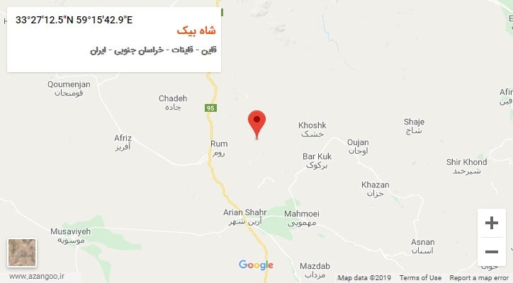 روستای شاه بیک بر روی نقشه