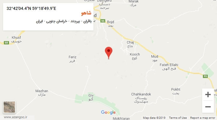 روستای شاهو بر روی نقشه