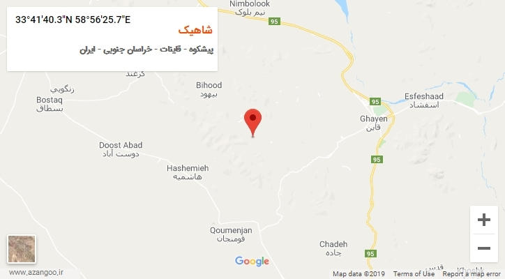 روستای شاهیک بر روی نقشه