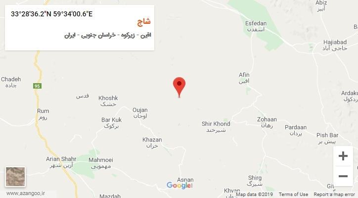 روستای شاج بر روی نقشه