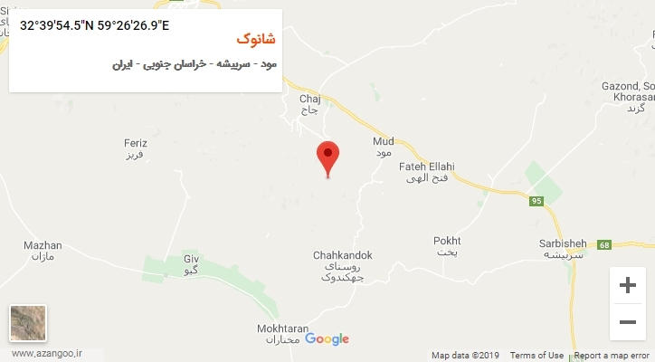 روستای شانوک بر روی نقشه