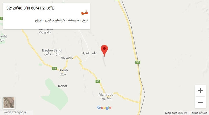 روستای شبو بر روی نقشه