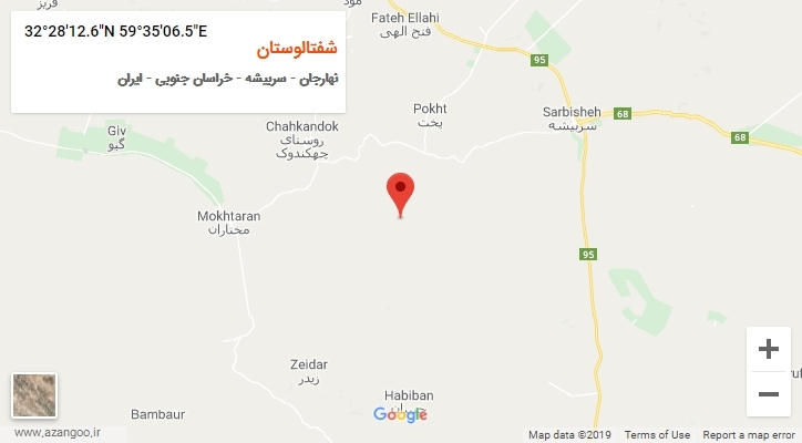 روستای شفتالوستان بر روی نقشه