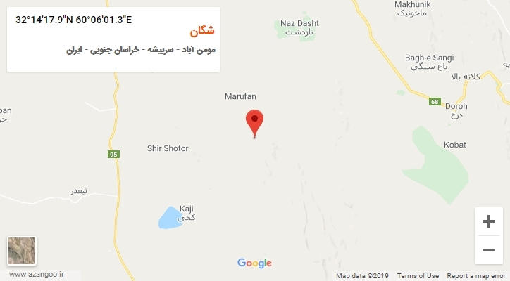 روستای شگان بر روی نقشه