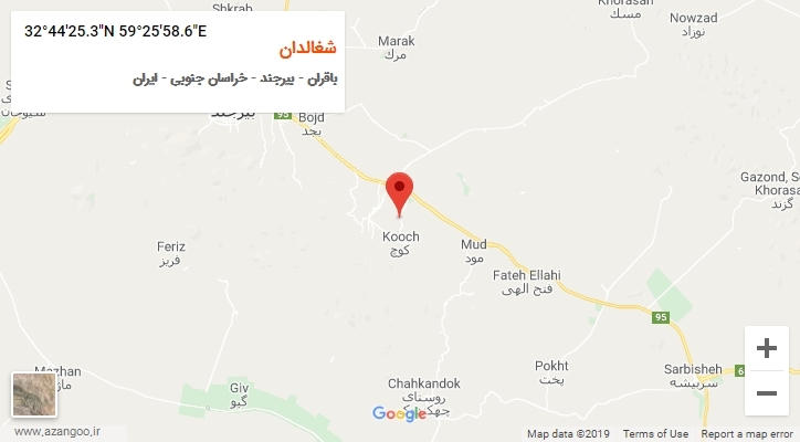 روستای شغالدان بر روی نقشه