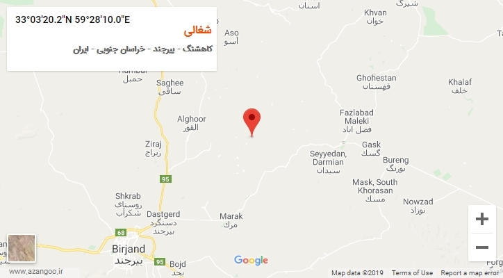 روستای شغالی بر روی نقشه