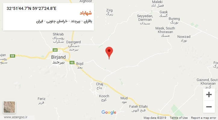 روستای شهاباد بر روی نقشه