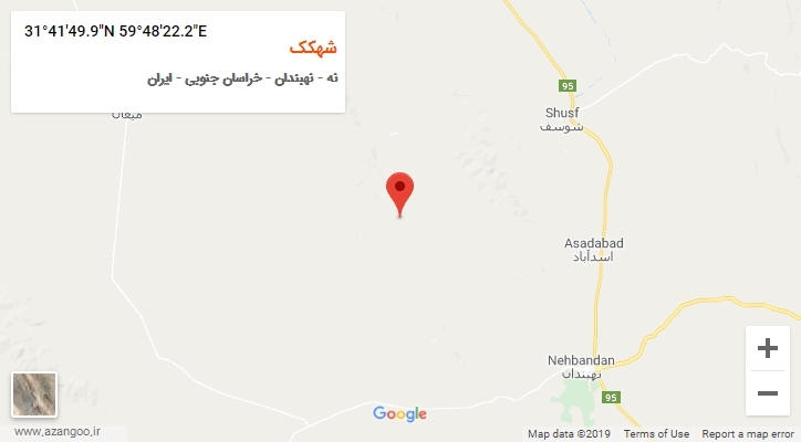 روستای شهکک بر روی نقشه