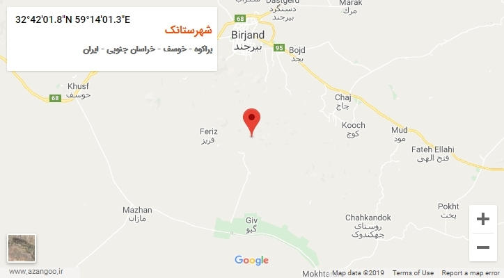 روستای شهرستانک بر روی نقشه