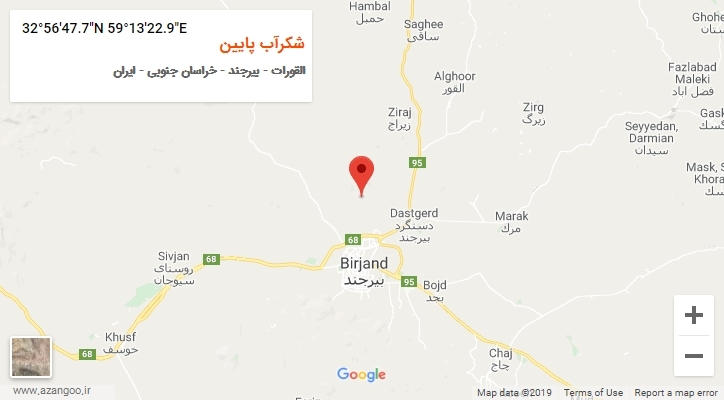 روستای شکرآب پایین بر روی نقشه