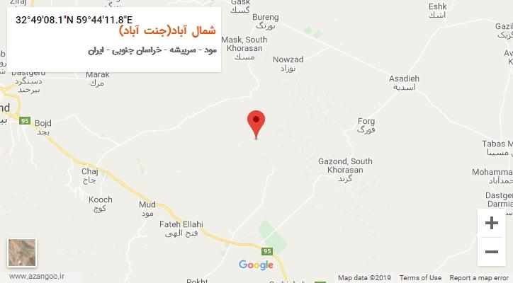 روستای شمال آباد(جنت آباد) بر روی نقشه