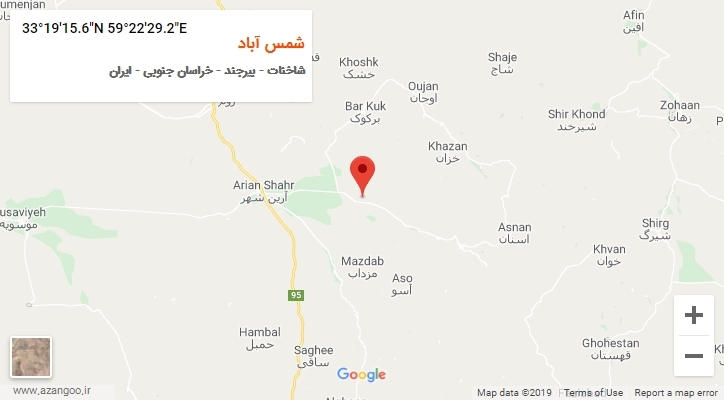 روستای شمس آباد بر روی نقشه