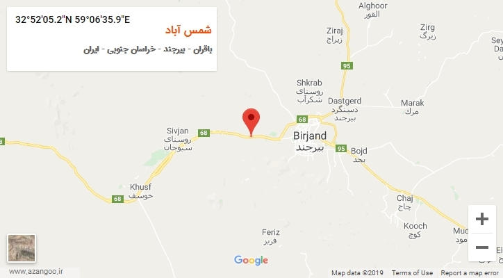 روستای شمس آباد بر روی نقشه