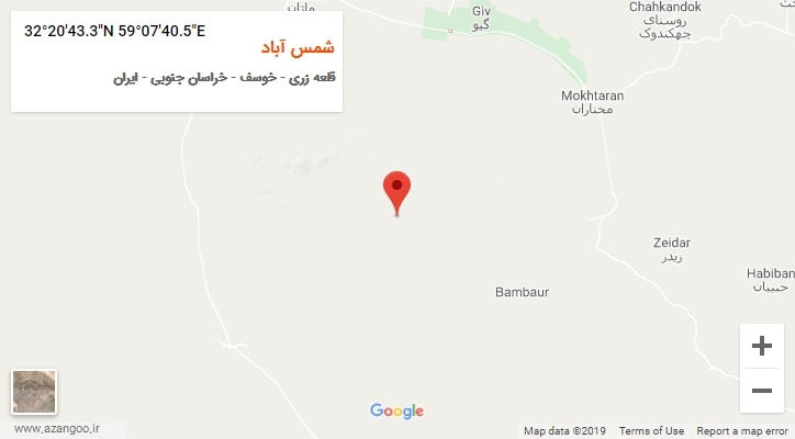 روستای شمس آباد بر روی نقشه