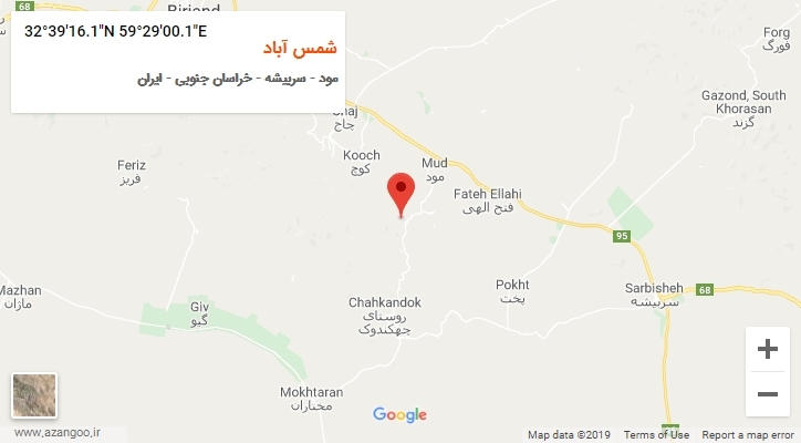 روستای شمس آباد بر روی نقشه
