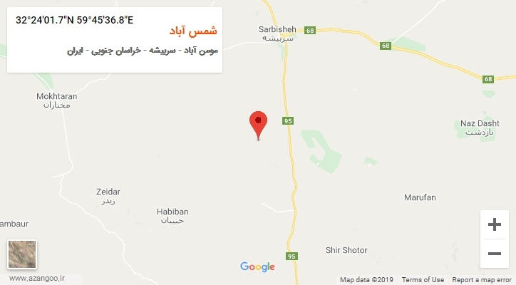 روستای شمس آباد بر روی نقشه