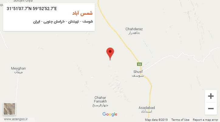 روستای شمس آباد بر روی نقشه