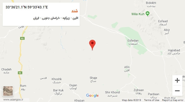 روستای شند بر روی نقشه