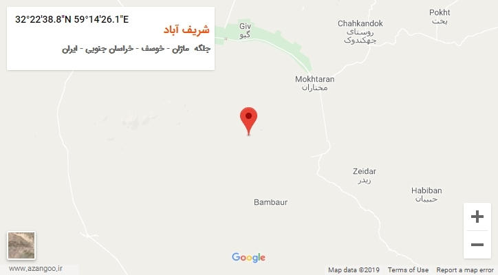 روستای شریف آباد بر روی نقشه