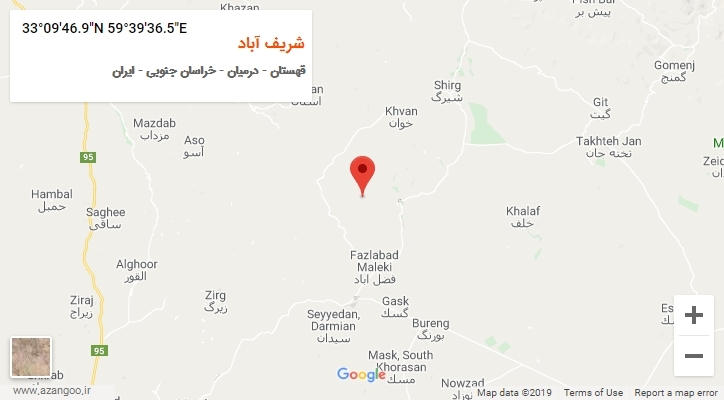 روستای شریف آباد بر روی نقشه