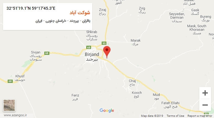 روستای شوکت آباد بر روی نقشه
