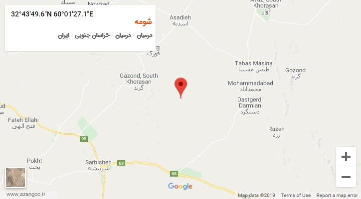 روستای شومه بر روی نقشه