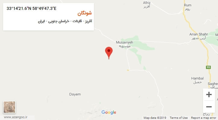 روستای شونگان بر روی نقشه