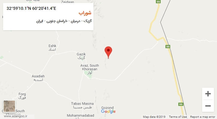 روستای شوراب بر روی نقشه