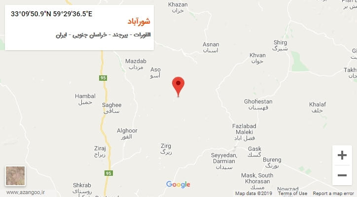 روستای شورآباد بر روی نقشه