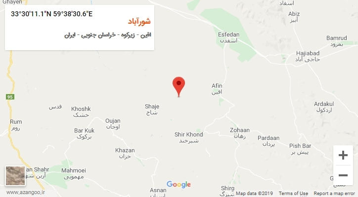 روستای شورآباد بر روی نقشه