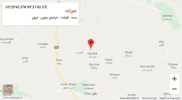 روستای شورآباد بر روی نقشه