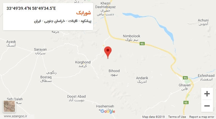 روستای شورابک بر روی نقشه