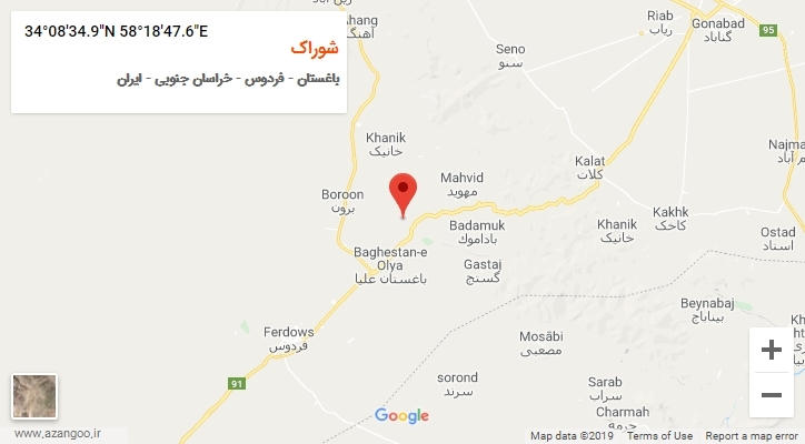 روستای شوراک بر روی نقشه