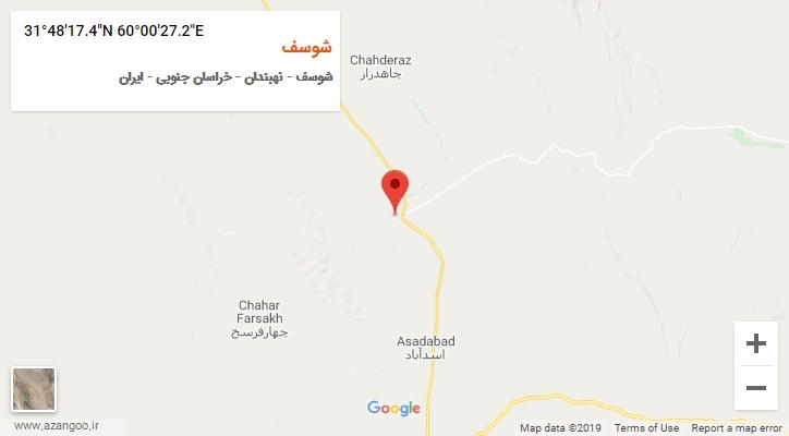 روستای شوسف بر روی نقشه
