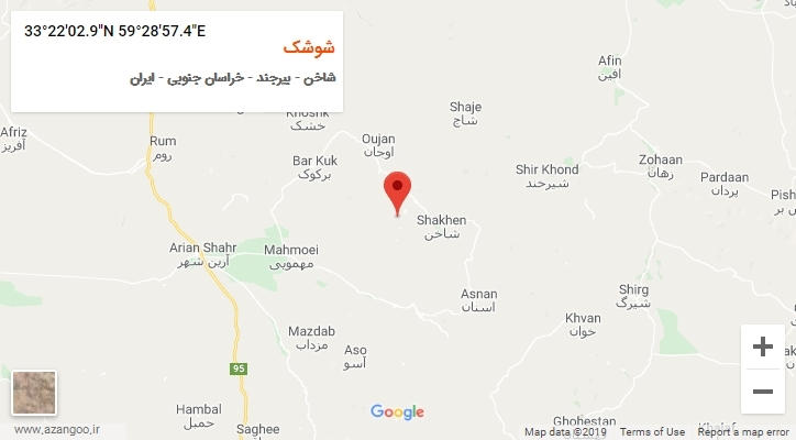 روستای شوشک بر روی نقشه