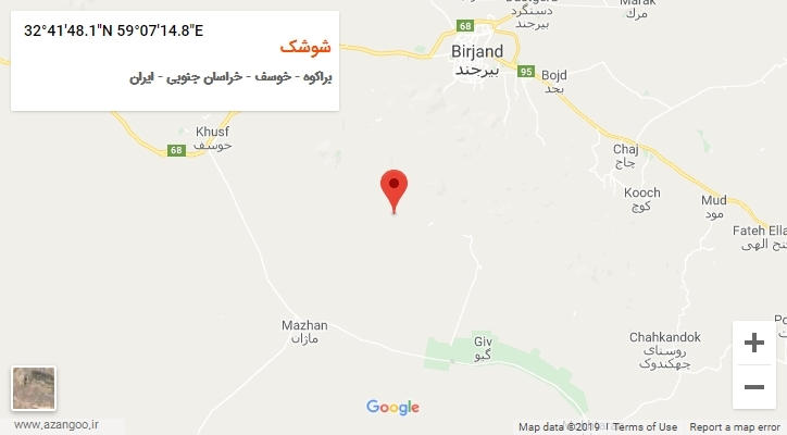 روستای شوشک بر روی نقشه