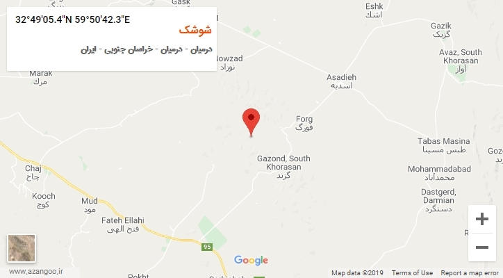 روستای شوشک بر روی نقشه