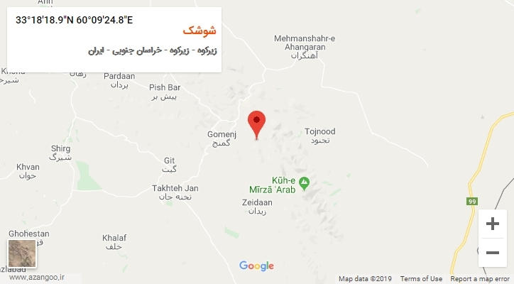 روستای شوشک بر روی نقشه