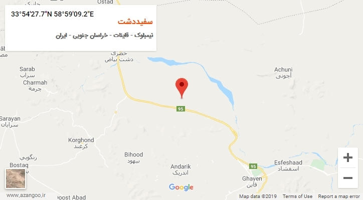روستای سفیددشت بر روی نقشه
