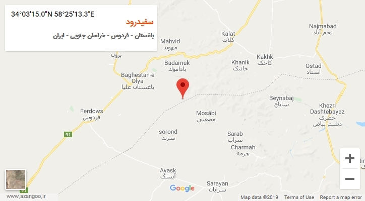 روستای سفیدرود بر روی نقشه