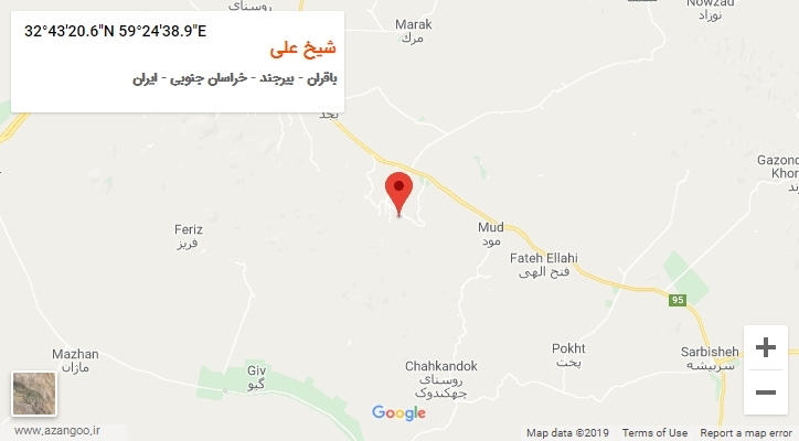 روستای شیخ علی بر روی نقشه