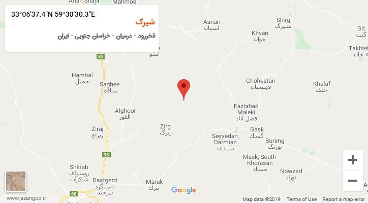 روستای شیرک بر روی نقشه